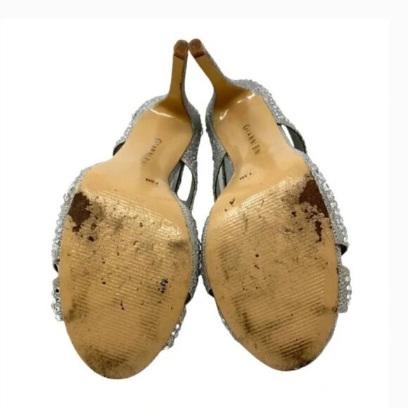 Gianni Bini Silver Sparkle Flame Open-Toe Strappy Heels - Size 7.5 - Picture 7 of 8